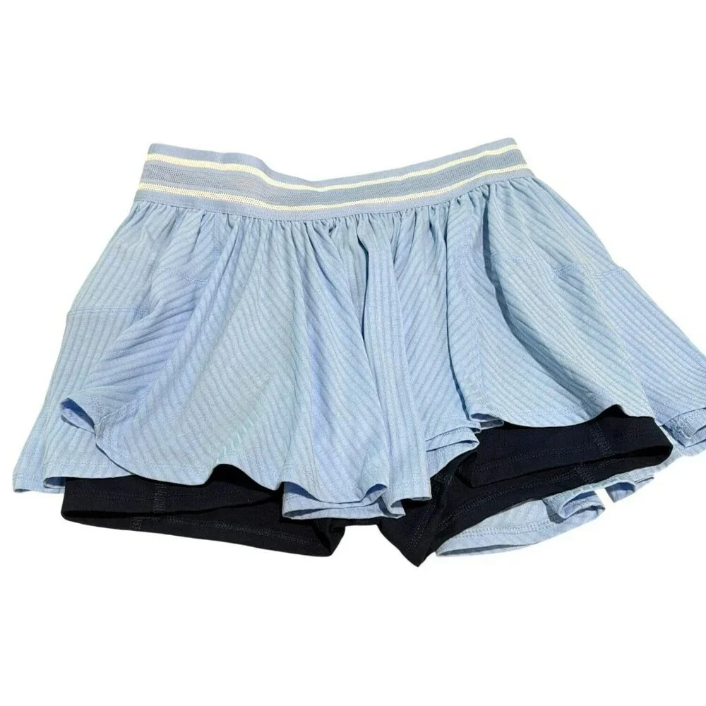 Free People Sultry Skort Medium New Built in Pocket Shorts Blue
